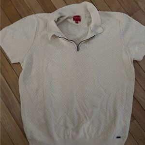 GUESS Men's Ivory Short Sleeve Shirt